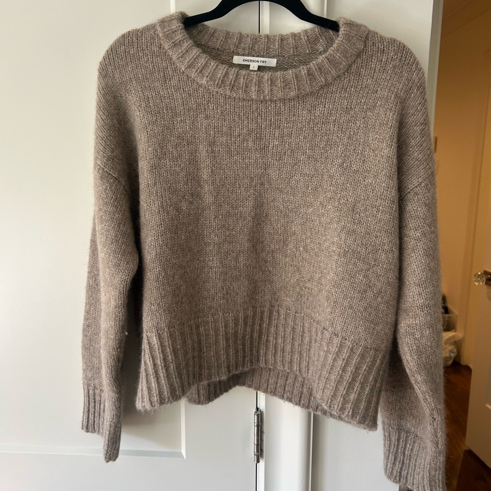 Emerson Fry Brown Crew Neck Sweater with Soft Texture
